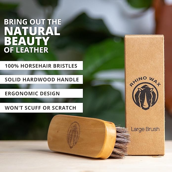 Horse Hair Brush Kit - Ideal for Boot or Shoe Brushes - Soft Non-Scratching Horsehair Bristles - Comfy Hard Wood Handle for Cleaning, Polishing, Shining Leather Boots or Shoes