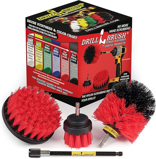 Stiff Bristle Power Scrubber Kit with Extension - Pressure Washer Surface Cleaner Alternative - Ideal for Cleaning Outdoor Garden, Fire Pit, Patio, Graveyard Tombstone, Bird Bath, Siding, and Deck