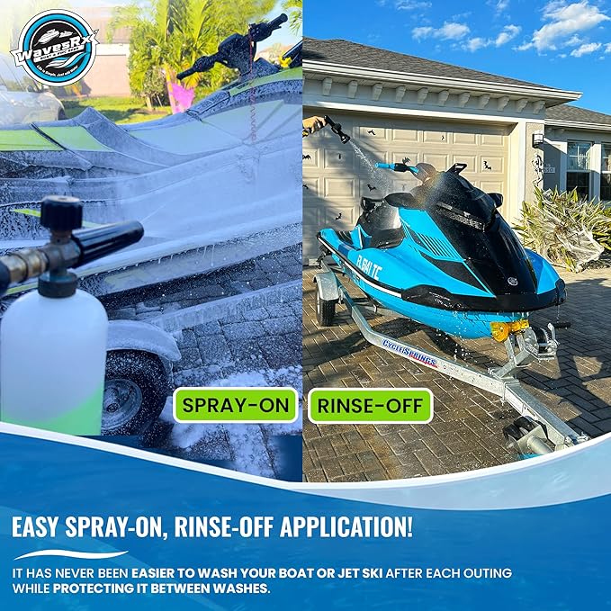 WAVESRX Salt Neutralizing Boat Soap & Jet Ski Wash with SiO2 Surface Protection (EpicWash+), Marine Grade Cleaner Removes Salt & Contaminants, Protective Ceramic Coating Prevents UV Damage