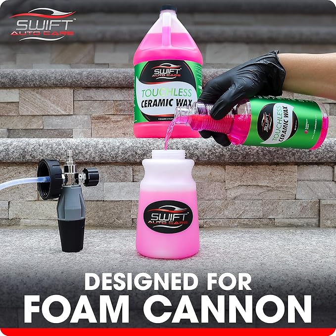 Swift Touchless Ceramic Foamable Wax (1 Gallon) – Spray On/Rinse Off For High-Gloss, Hydrophobic Protective Layer | For Foam Cannon & Foam Pump Sprayer After Car Wash | Wax Cars, Trucks, RV’s & More!