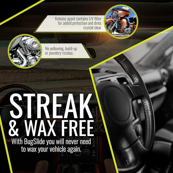 BugSlide Bug Remover – All Purpose Car Cleaner & Detailer Spray, For Vehicle Interior & Exterior Use, Shines, Degreases, Polishes, Wipes Away Bugs on Plastic, Metal,Glass, Windows, Mirrors, 32 oz