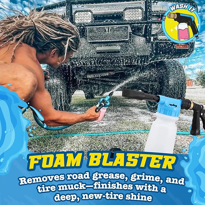 Salty Captain Mega 20-Piece DIY Car Cleaning Kit – All-in-One Car Detailing Kit with 2x Buckets, Towels, Brushes & 6x Cleaning Fluids – Foam Blaster compatible with Garden Hose – Premium Quality