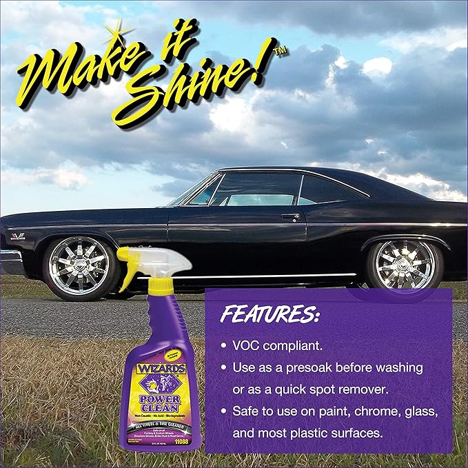 Wizards Car Detailing Kit - Premium and Comprehensive Car Cleaning Kit - 7 Piece Car Detail Kit with Mist n Shine, Tire and Vinyl Shine, Wash, Shine Master - Great Car Cleaning Gift Set