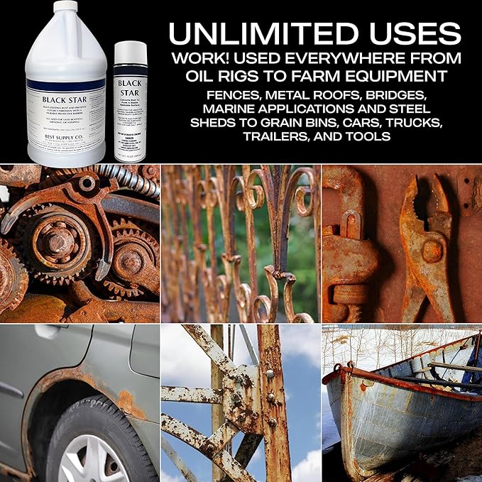 BLACK STAR Liquid Rust Converter - Sealant Primer for Steel Surfaces Turns Rust into Paintable Black Polymer Coating - 5 Gallon Pail