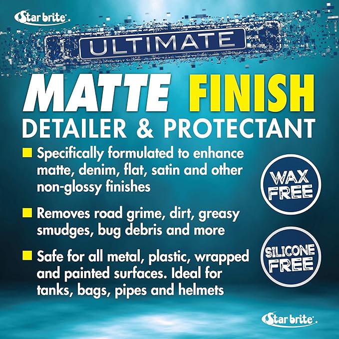 STAR BRITE Ultimate Matte Finish Speed Detailer & UV Protectant - Matte Finish Protectant for Wraps, Motorcycles, Cars, & Trucks - 22 OZ (098122)