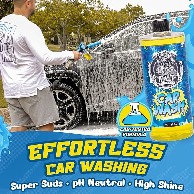 Salty Captain Car Wash Soap 1.32 Gallons – High-Foaming Car Shampoo for Foam Cannons, Guns or Bucket Washes – Anti-Rust Protection & Safe on All Surfaces – Premium Lab Tested Quality