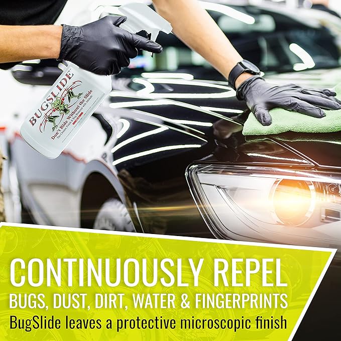 BugSlide Bug Remover – All Purpose Car Cleaner & Detailer Spray, For Vehicle Interior & Exterior Use, Shines, Degreases, Polishes, Wipes Away Bugs on Plastic, Metal,Glass, Windows, Mirrors, 32 oz