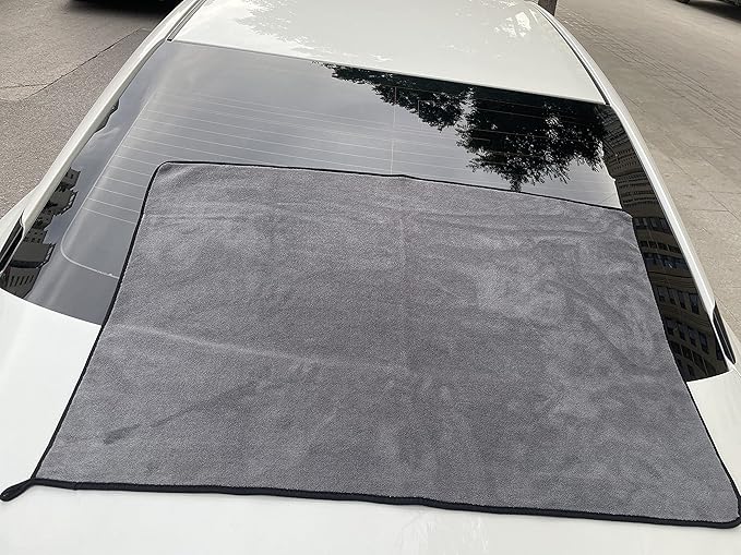 Large Microfiber Drying Towel for Car, Great Thick Soft Plush Towels, 36 x 24inches 800GSM Thickness, Quality, Washable, Absorbency No Scratch Lint Free Drying Towel (36 x 24inches,Grey-Blue,1pack)